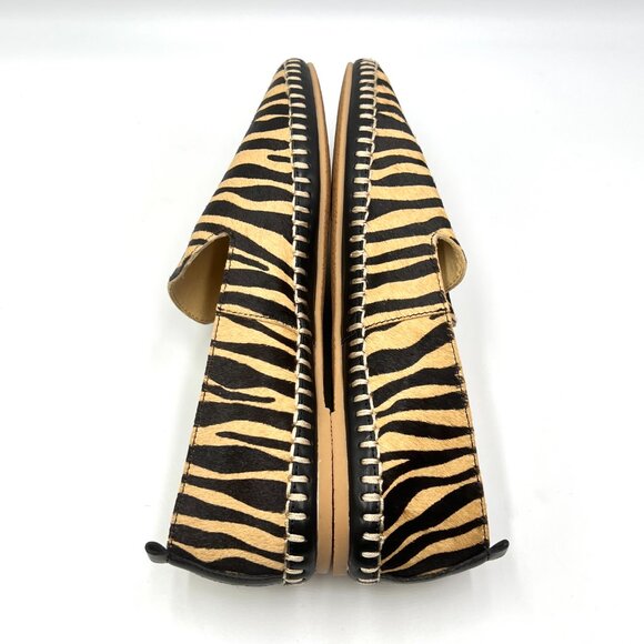 Talbots Womens Size 8 Tiger Stripe Black Tan Leather Loafers Flats Shoes - Picture 9 of 14